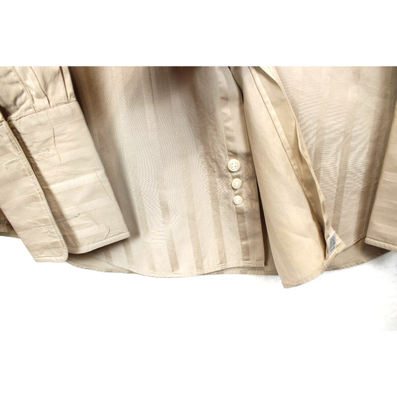 Paul Fredrick Dress Shirt Men 15 1/2 - 34 Imperial 100s Two Ply French Cuff Tan - Picture 5 of 9